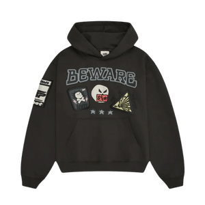 Broken Planet Hoodie 'Beware' - Soot Black