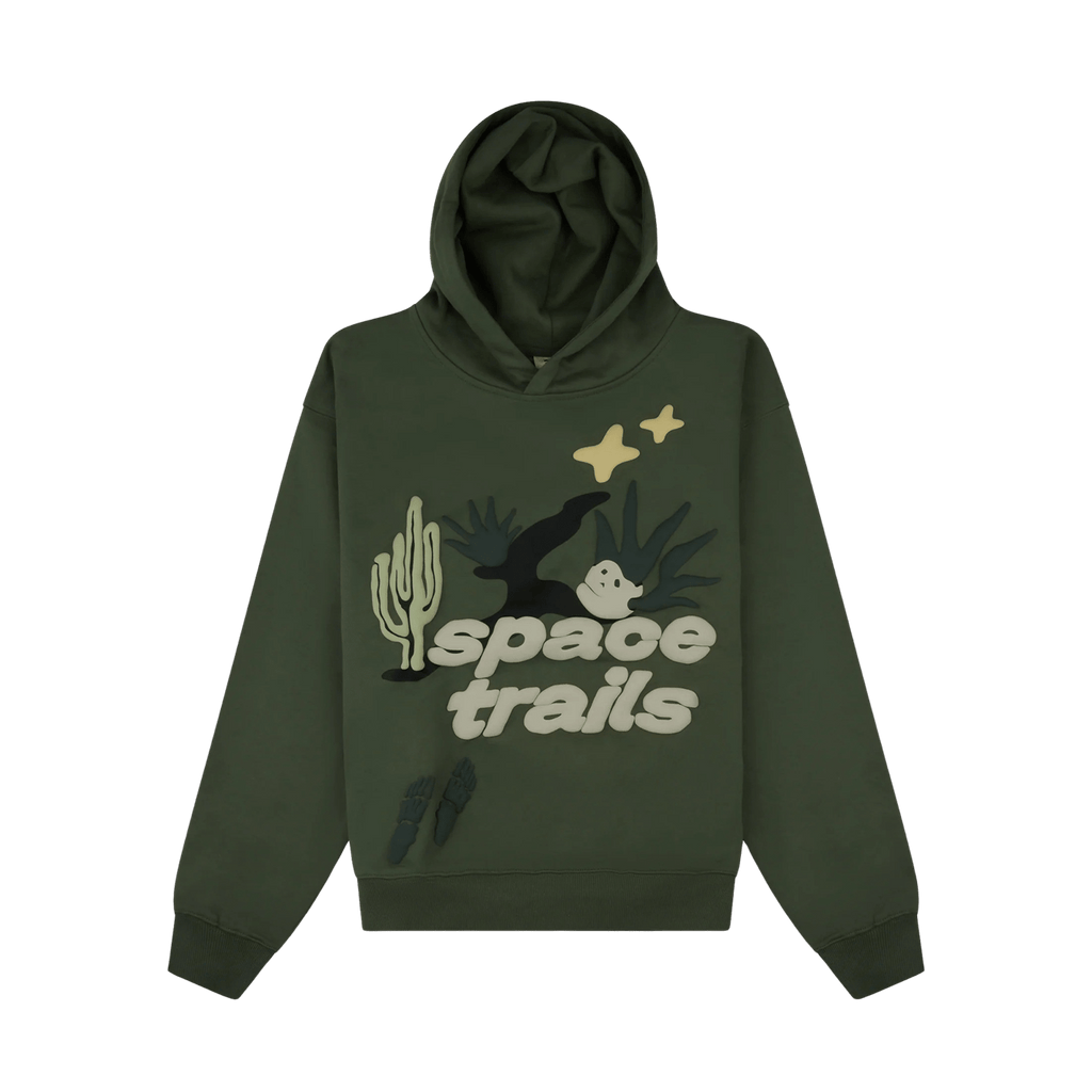 Broken Planet Market Hoodie 'Space Trails' - Olive Green - Kick Game