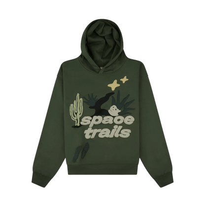 Broken Planet Market Hoodie 'Space Trails' - Olive Green - Kick Game