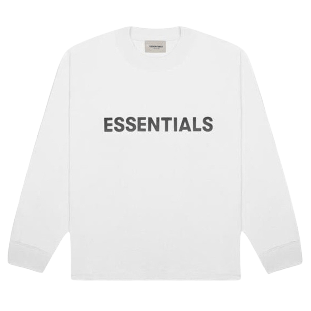 FEAR OF GOD ESSENTIALS 3D Silicon Applique Boxy Long Sleeve T-Shirt White - Kick Game
