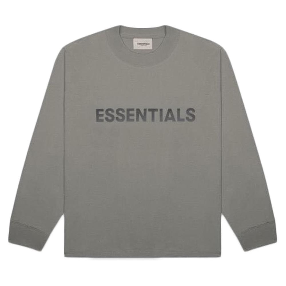 FEAR OF GOD ESSENTIALS 3D Silicon Applique Boxy Long Sleeve T-Shirt Gray Flannel/Charcoal - Kick Game