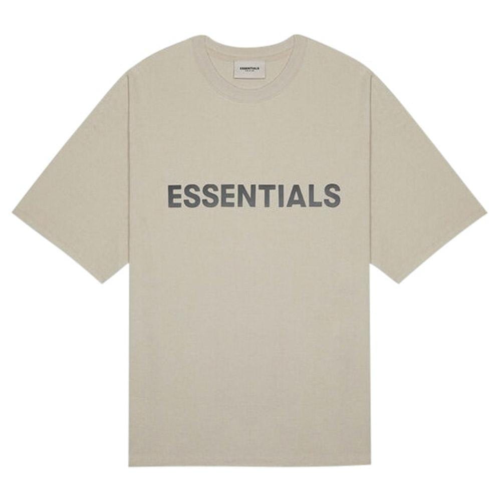 FEAR OF GOD ESSENTIALS 3D Silicon Applique Boxy T-Shirt Oatmeal Heather/String/Tan - Kick Game
