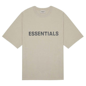 FEAR OF GOD ESSENTIALS 3D Silicon Applique Boxy T-Shirt Oatmeal Heather/String/Tan