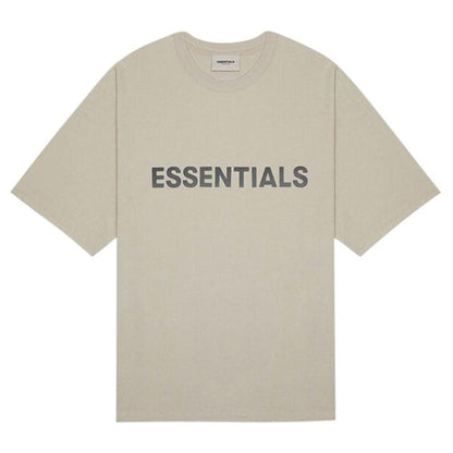 FEAR OF GOD ESSENTIALS 3D Silicon Applique Boxy T-Shirt Oatmeal Heather/String/Tan - Kick Game