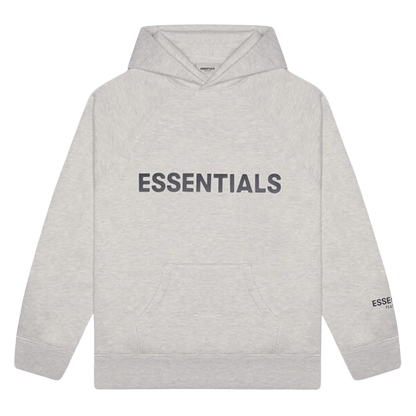 FEAR OF GOD ESSENTIALS 3D Silicon Applique Pullover Hoodie Heather Oatmeal - Kick Game