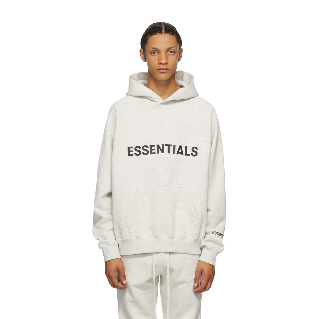 FEAR OF GOD ESSENTIALS 3D Silicon Applique Pullover Hoodie Heather Oatmeal - JuzsportsShops