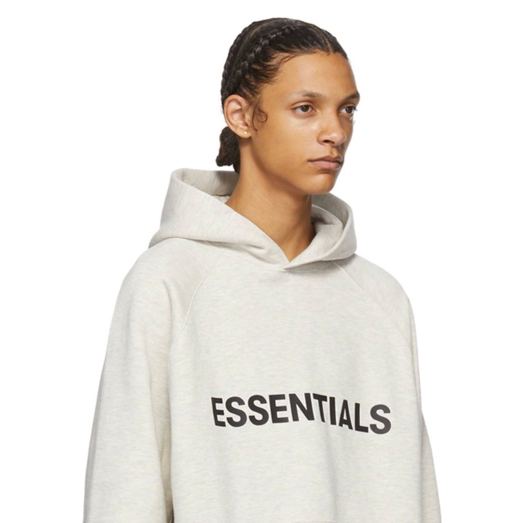 FEAR OF GOD ESSENTIALS 3D Silicon Applique Pullover Hoodie Heather Oatmeal - JuzsportsShops