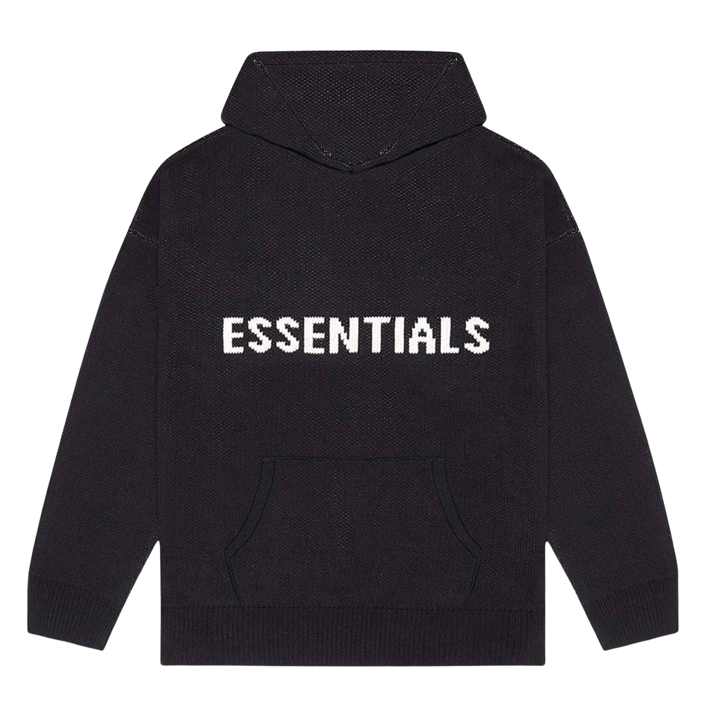 FEAR OF GOD ESSENTIALS Knit Hoodie Black - Kick Game
