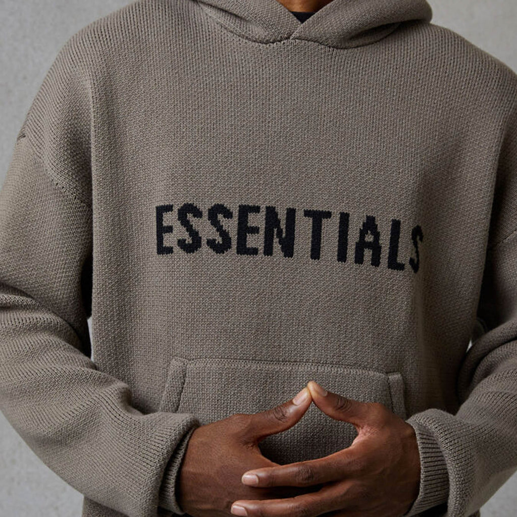 FEAR OF GOD ESSENTIALS Knit Hoodie Taupe - Kick Game
