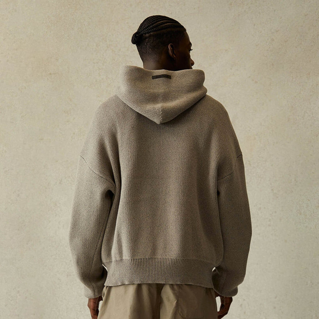 FEAR OF GOD ESSENTIALS Knit Pullover Hoodie Dark Heather Oatmeal - Kick Game