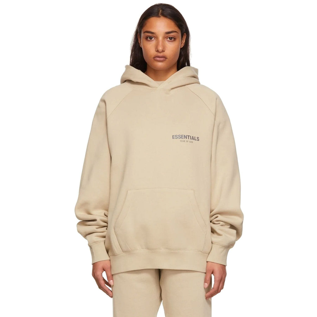 Ssense Fear Of God Brown Essentials Hoodie Logo Hoodie Brown