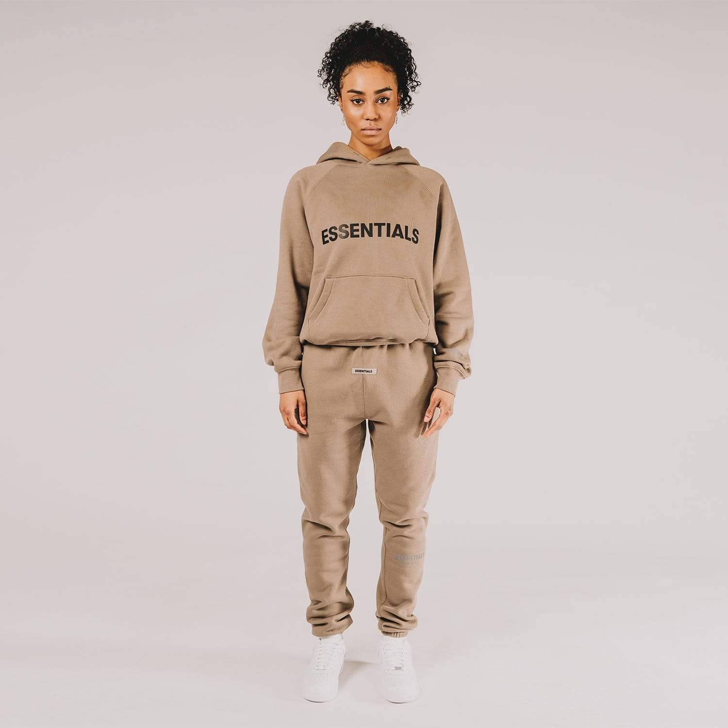 FEAR OF GOD ESSENTIALS 3D Silicon Applique Pullover Hoodie Taupe - Kick Game