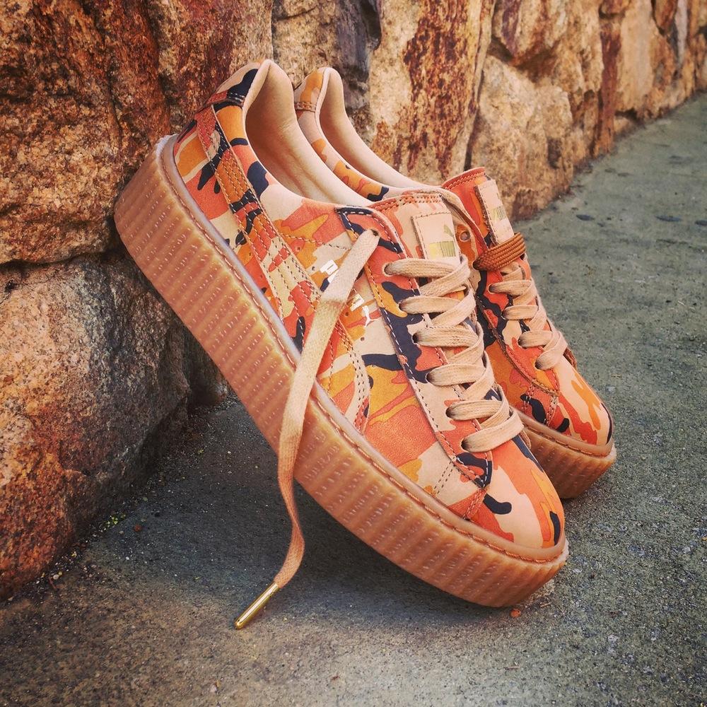 Rihanna PUMA Suede Creeper Orange Camo — Kick