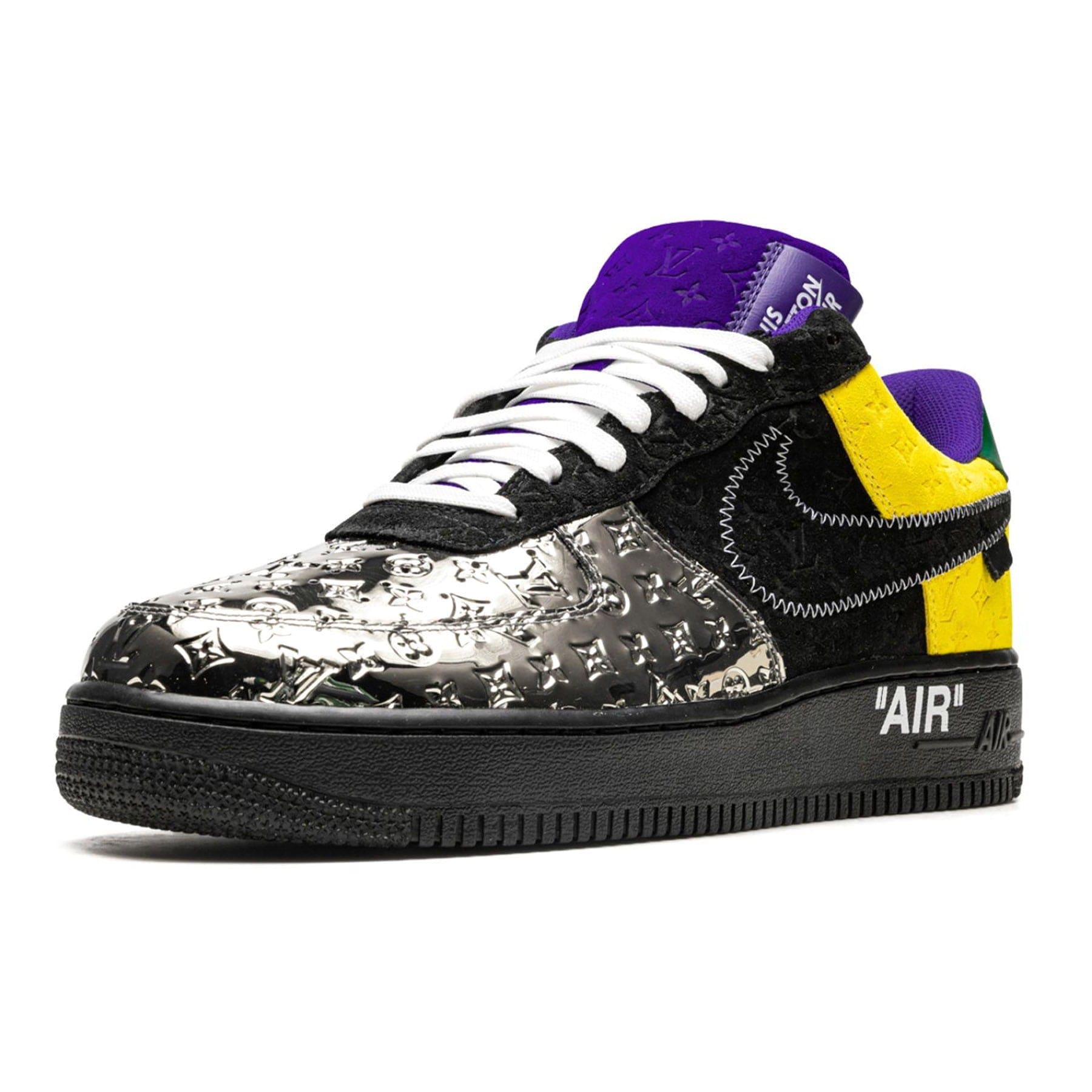 Louis Vuitton Nike Air Force 1 Low By Virgil Abloh Black Metallic Silver - Kick Game
