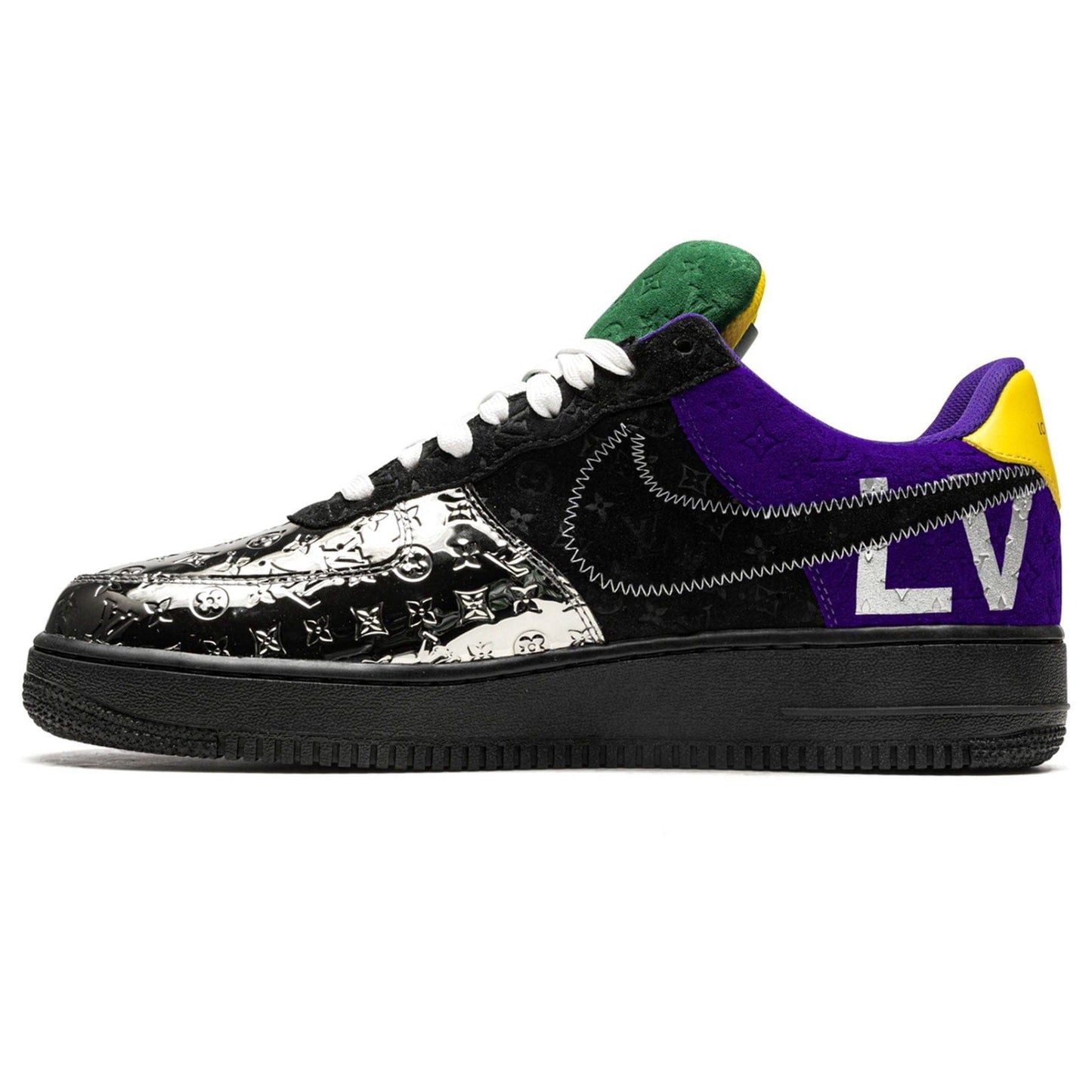 Louis Vuitton Nike Air Force 1 Low By Virgil Abloh Black Metallic Silver - Kick Game