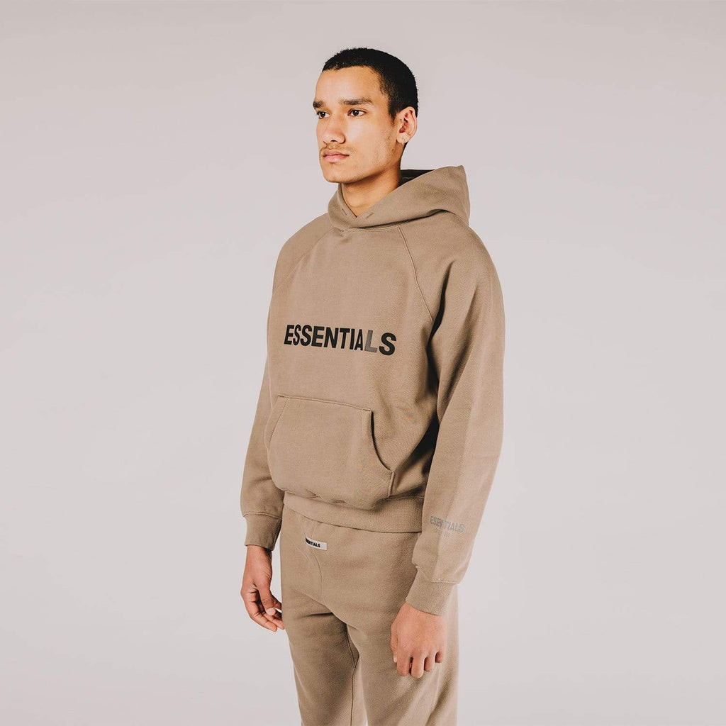 FEAR OF GOD ESSENTIALS 3D Silicon Applique Pullover Hoodie Taupe - Kick Game