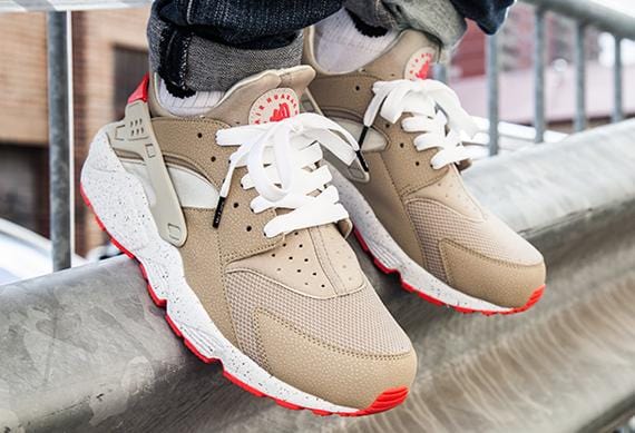 Nike Air Huarache 'Light Beige & Laser Crimson' - Kick Game