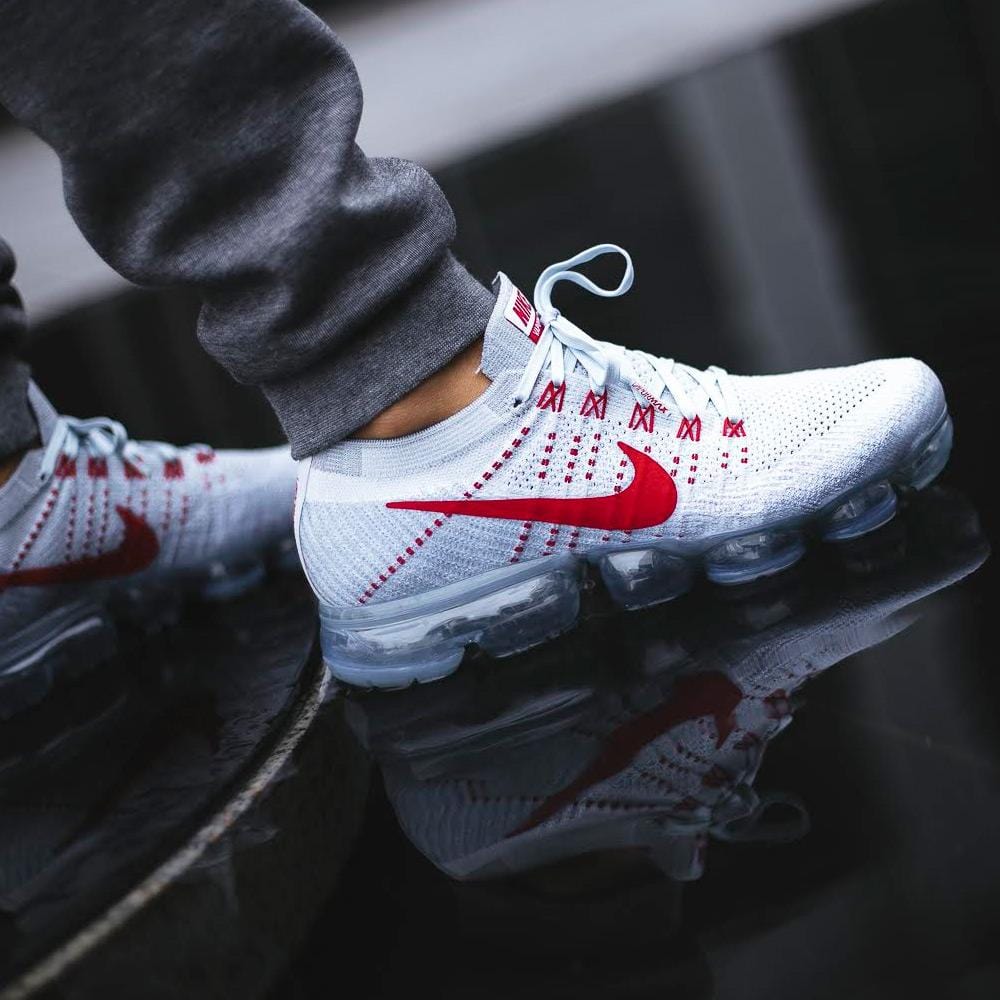 Nike Air Vapormax Flyknit Pure Platinum-University Red - Kick Game