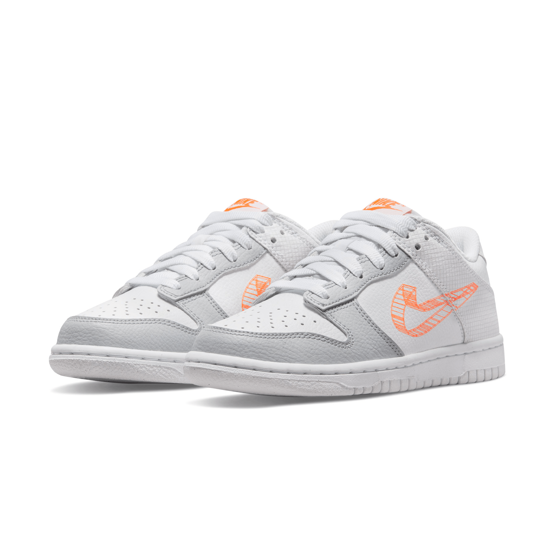Nike Dunk Low GS 3D Swoosh White Grey - Kick Game