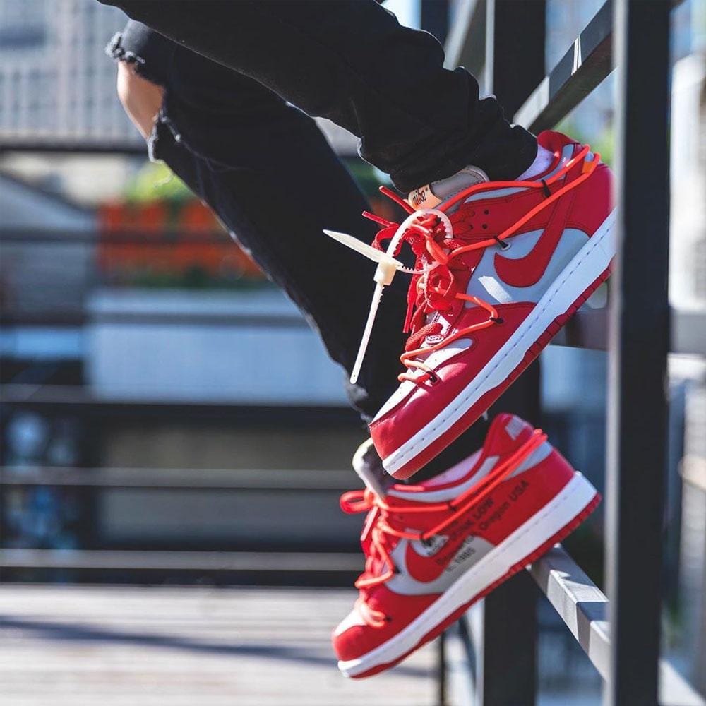 OFF-WHITE x Nike Dunk Low 'University Red' — Kick Game