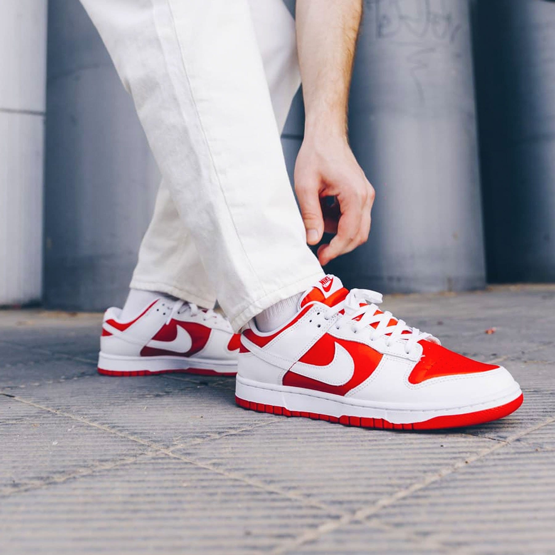 Nike Dunk Low White and University Red☆