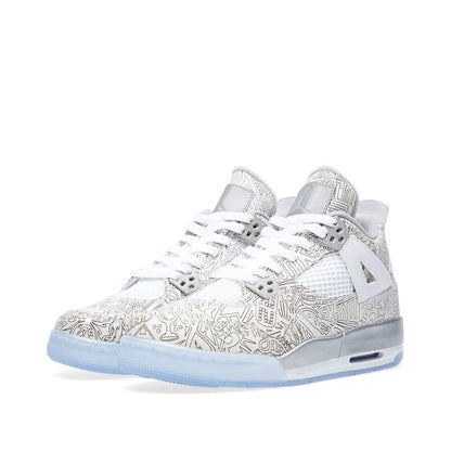 AIR JORDAN 4 RETRO LASER BG White & Metallic Silver - Kick Game