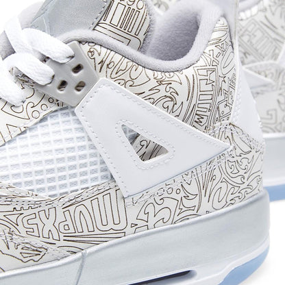 AIR JORDAN 4 RETRO LASER BG White & Metallic Silver - Kick Game