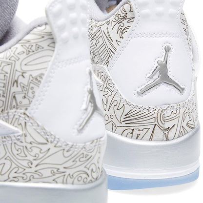 AIR JORDAN 4 RETRO LASER BG White & Metallic Silver - Kick Game