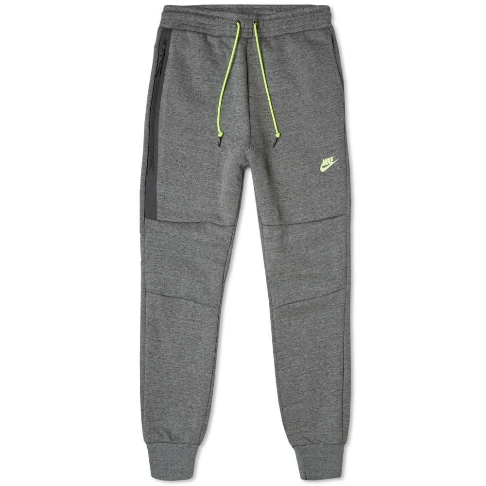 NIKE TECH FLEECE PANTS Tumbled Grey & Volt - Kick Game