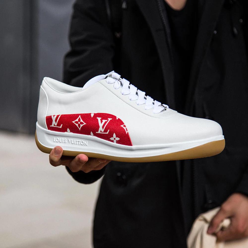 Louis Vuitton X Supreme Sport Sneakers White Red Mono US 7 – Fancy Lux