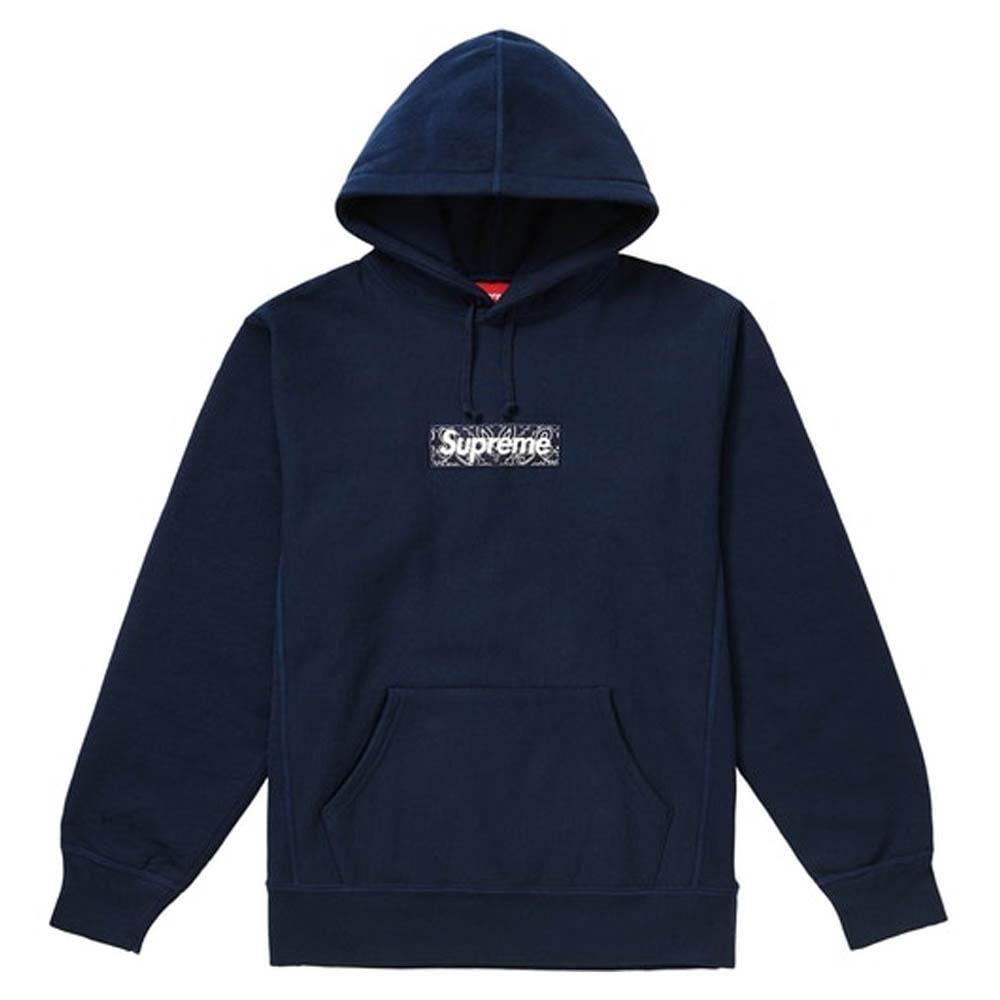 Supreme Bandana Box Logo Hooded Sweatshirt Navy - Kick Game
