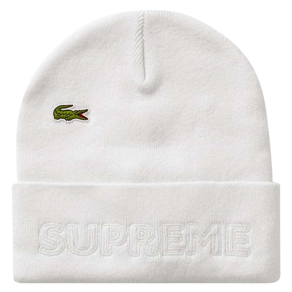 Supreme LACOSTE Beanie White - Kick Game