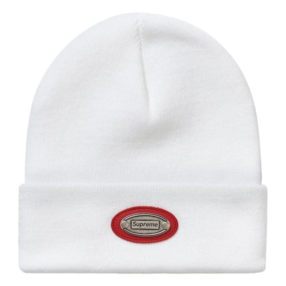 Supreme Metal Plate Beanie White - Kick Game
