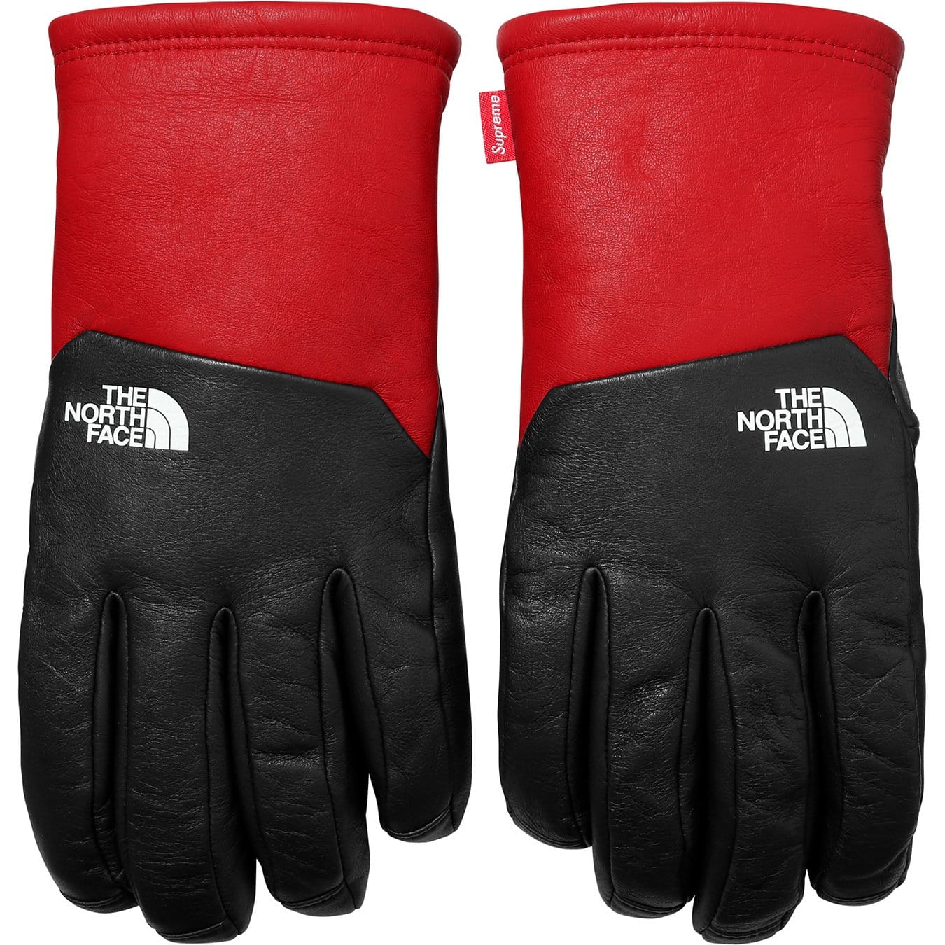 Supreme The North Face Leather Gloves Red Kick Game