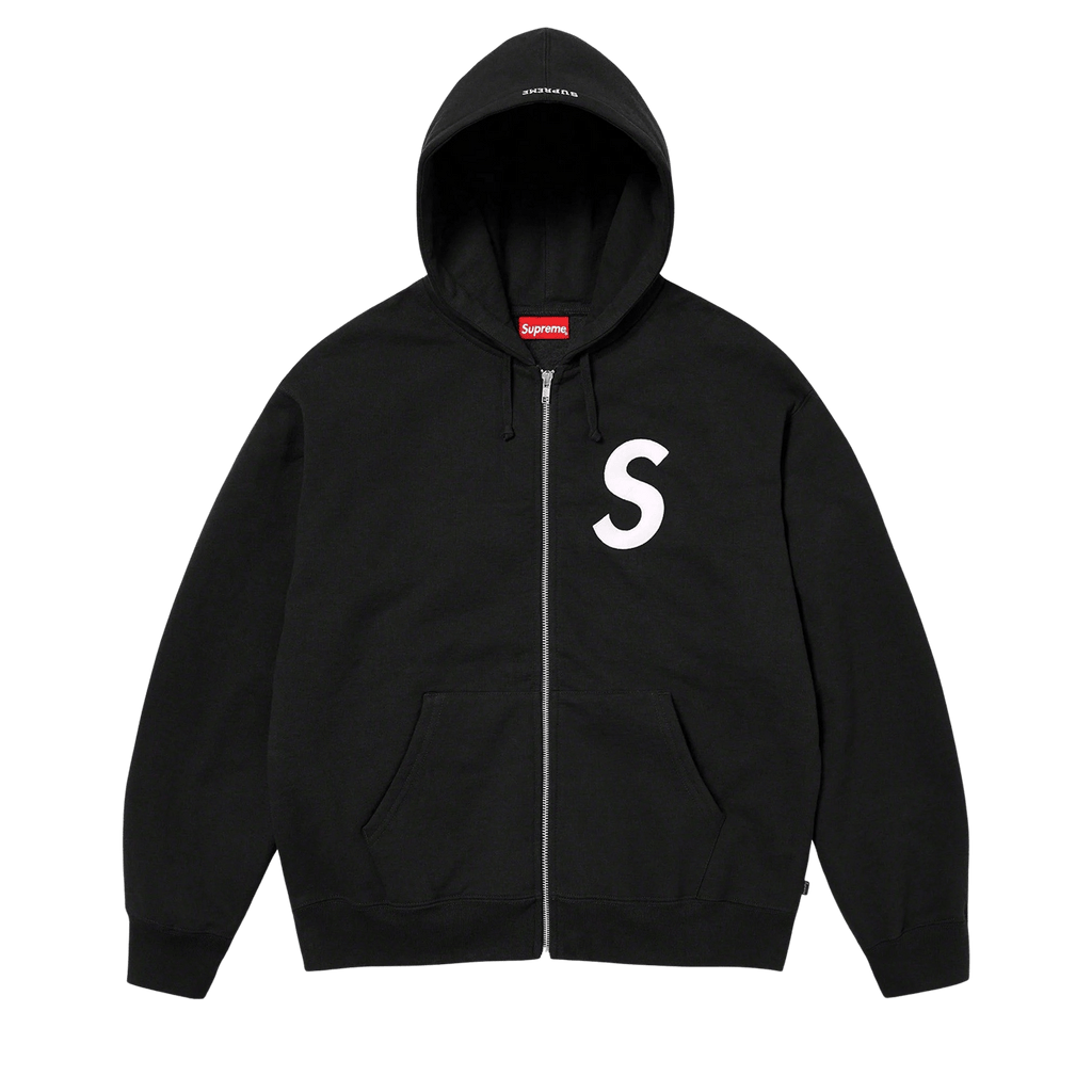 Supreme S Logo Zip Up Hooded Sweatshirt 'Black' - Kick Game