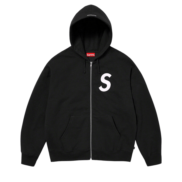 【Supreme】 Crest Zip Up Hooded Sweatshirt Black - 25SS Size M Supreme SS25 Leather Applique Zip Up Hooded