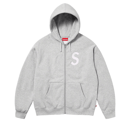 Supreme S Logo Zip Up Hooded Sweatshirt 'Heather Grey' – Kick Game