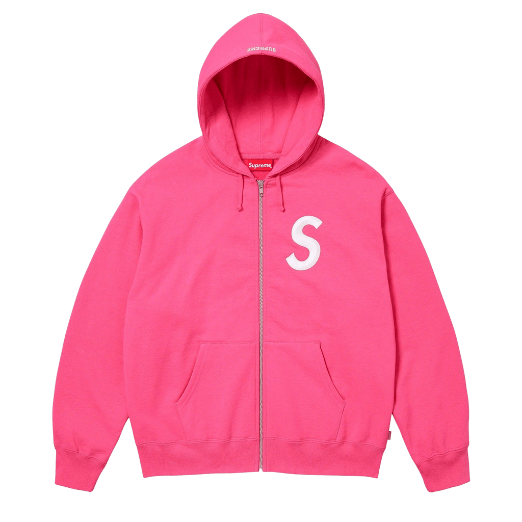 Supreme S Logo Zip Up Hooded Sweatshirt Magenta Kick Game