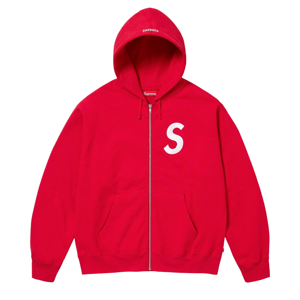 Supreme S Logo Zip Up Hooded Sweatshirt Red Kick Game