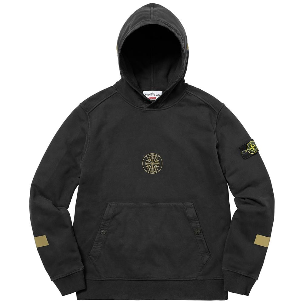 Supreme-Stone Island Hooded Sweatshirt - Black - Kick Game