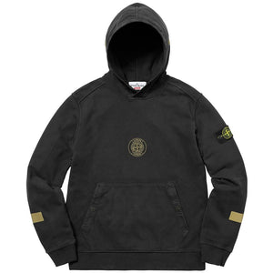 Supreme-Stone Island Hooded Sweatshirt - Black
