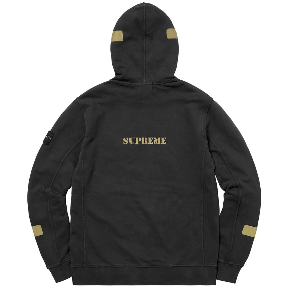 Supreme-Stone Island Hooded Sweatshirt - Black - Kick Game