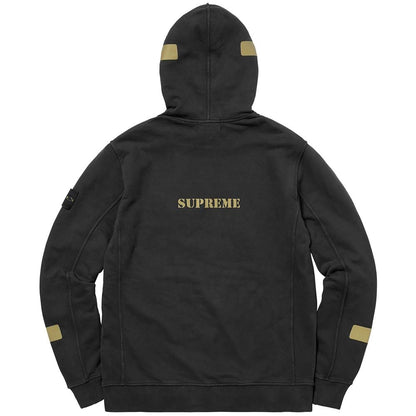 Supreme-Stone Island Hooded Sweatshirt - Black - Kick Game