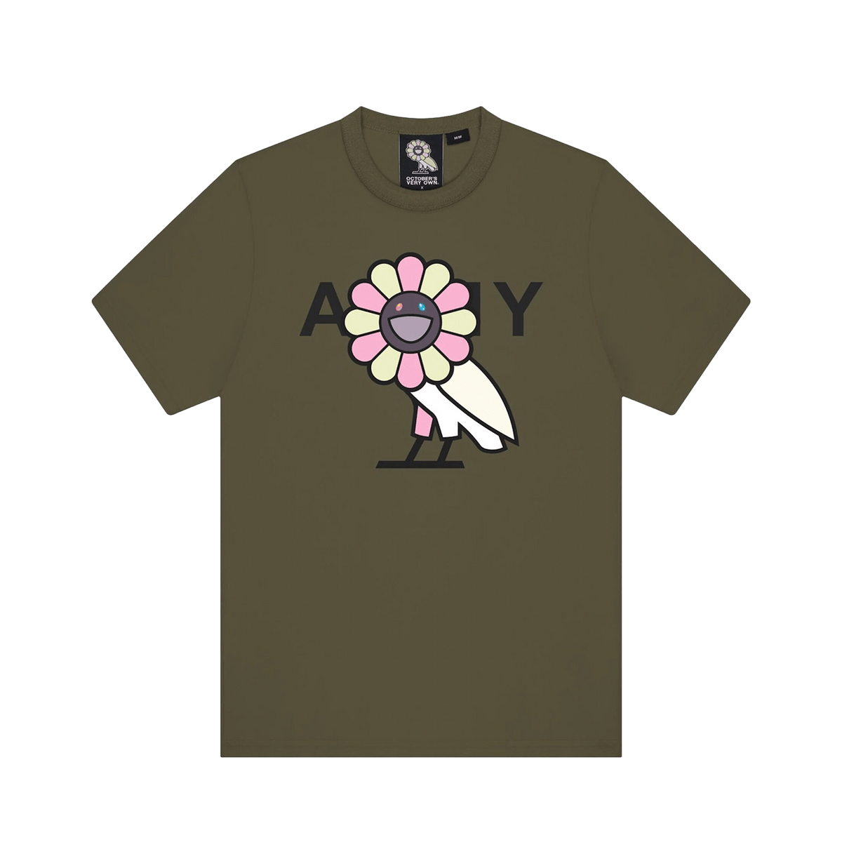 OVO x Takashi Murakami Surplus Flower Owl Tee 'Military Green' - CerbeShops