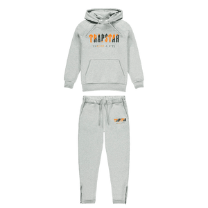 Trapstar Chenille Decoded Hoodie Tracksuit - Grey/Orange