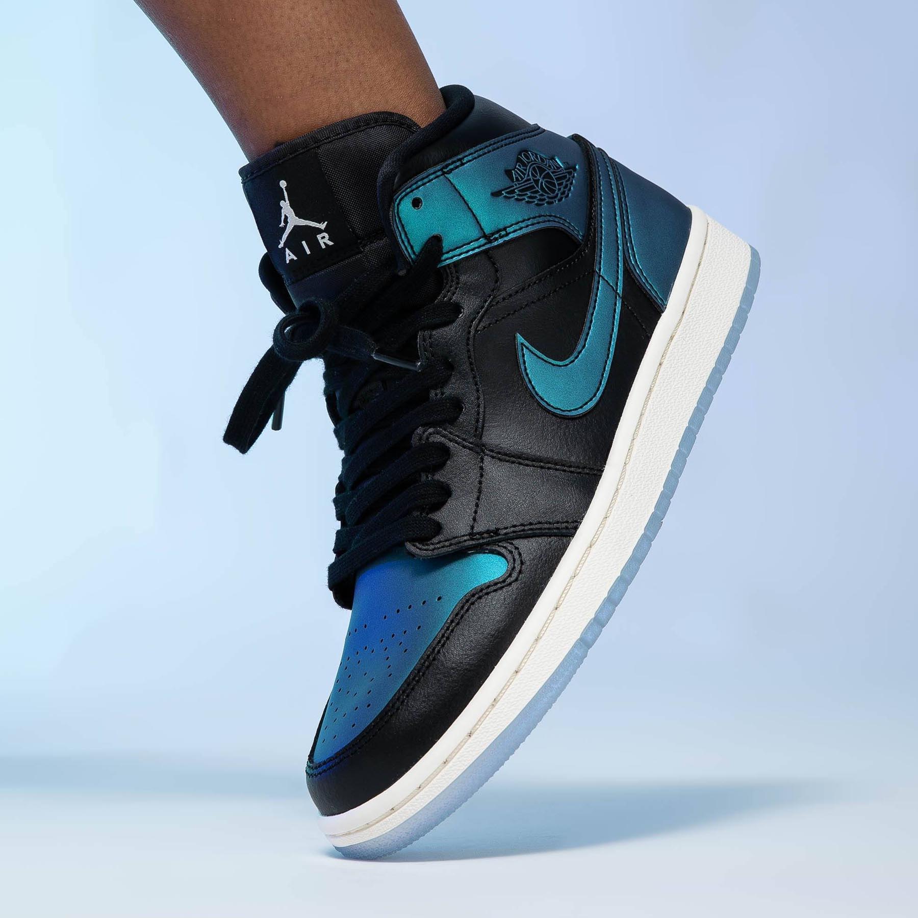 turquoise blue and black jordans